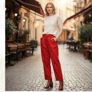 NWOT Free People Bright Orange 100% cotton relax fit pant SZ-2